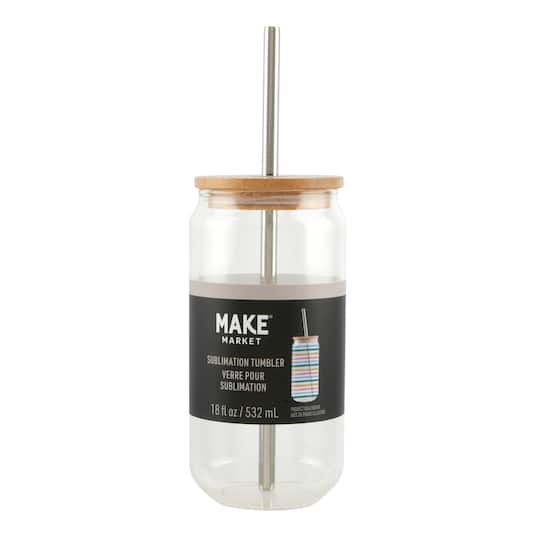 18oz. Clear Glass Sublimation Tumbler by Make Market®